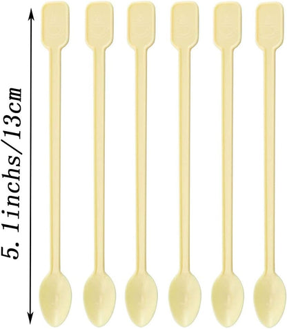 500 PCS Disposable Tiny Coffee Spoon, Beige Plastic Stir Cocktail Sticks, Mini Tea Stirrer