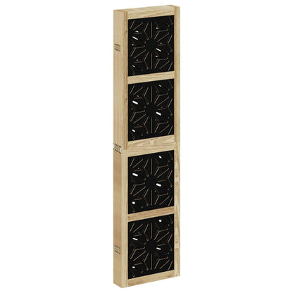 6 Panel Room Divider Brown Black Solid Paulownia Wood Frame Engineered Wood Privacy Screen Folding Partition for Bedroom Living Room Office