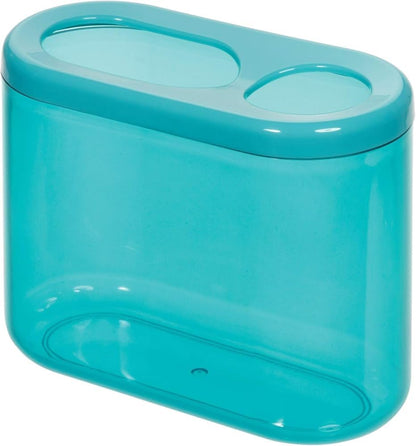 iDesign Finn Plastic Oval Holder, Holds Standard Toothbrushes, Toothpaste, and Makeup Brushes, Teal