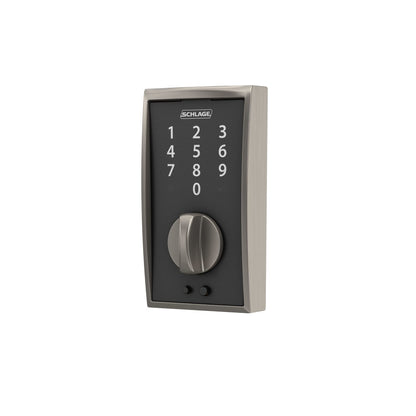 SCHLAGE BE375 CEN 622 Touch Keyless Touchscreen Electronic Deadbolt Lock, Matte Black