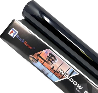 RockRose 1% Premium Carbon Car Window Tint 12 in x 100FT 2PLY Charcoal Privacy Film Heat, UV, and IRR Block Tint for Cars or Home Adhesive Film Easy Shrink, Plotter Friendly Pro Grade
