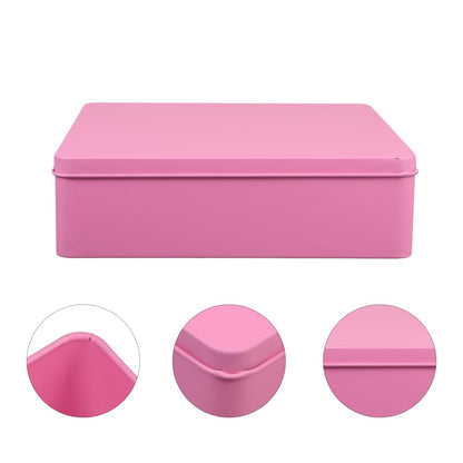 Cabilock Large Square Tinplate Storage Box with Lid for Cookies Snacks and Metal Container for Kitchen Organization and Home Storage 7.87X7.87X2.2 Inches