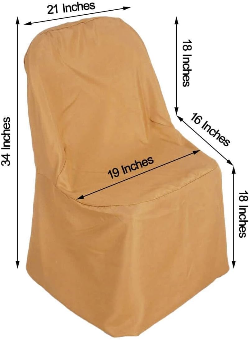 1 Set Efavormart Gold Linen Polyester Folding Chair Covers for Dining Chairs Party Wedding Banquet Outdoor Event