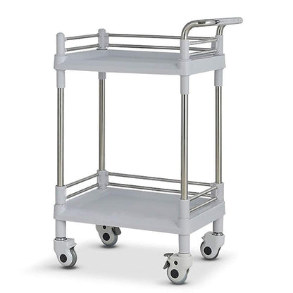 YGwnjqr Carts Trolley Movable Carts, Kitchen Storage Hand Trucks, 2-Tier Utility Rolling Cart for Medical,Stainless Steel and Abs Equipment Trolley with Handle/White/54X37X90Cm,