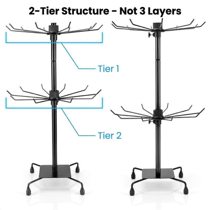 QWORK 2-Tier Rotating Metal Jewelry Display Stand – 2 Pack Adjustable Height Organizer for Necklace, Earrings & Key Rings