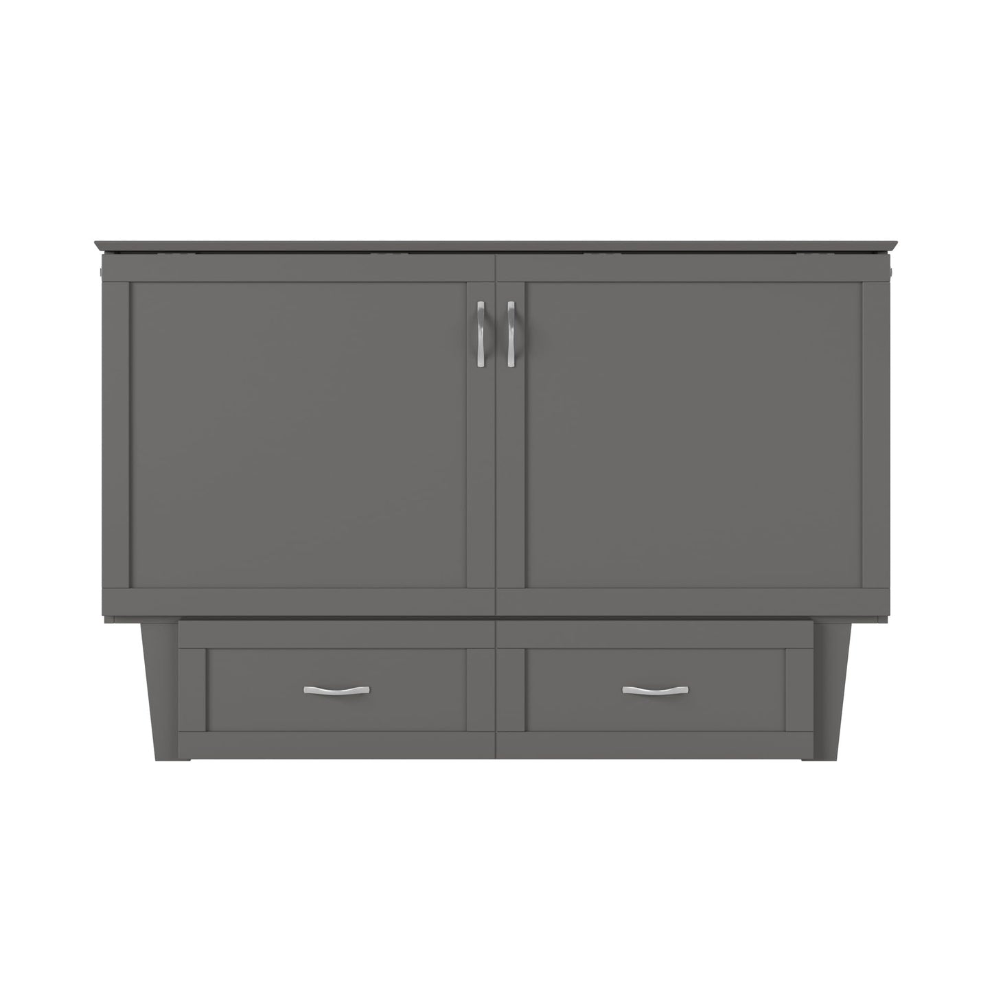 AFI, Monroe Queen Murphy Bed Chest with 6" Mattress, Storage Drawer & Built-in USB Charger, Grey