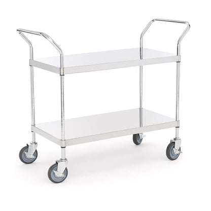 18" x 46" x 37" Stainless Steel Two Shelf Utility Cart - Commercial Heavy-Duty NSF Service Cart with Handles, Storage Rolling Shelving for Warehouse, Office, Food Service