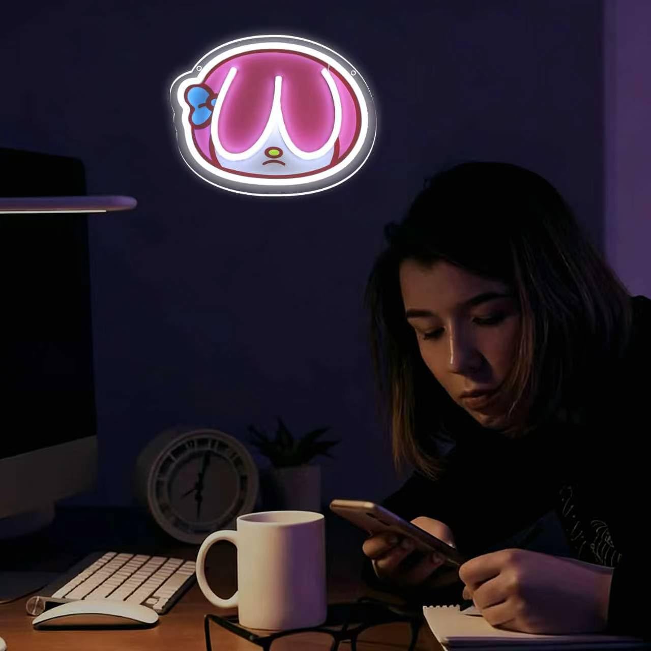 KODGGHK Melody Neon Sign for Wall Decor,Janpanese Anime LED Light Sign for Bedroom Game Room Kid Room Party Decor,Dimmable Cute Light Up Sign Teen Girls Gifts