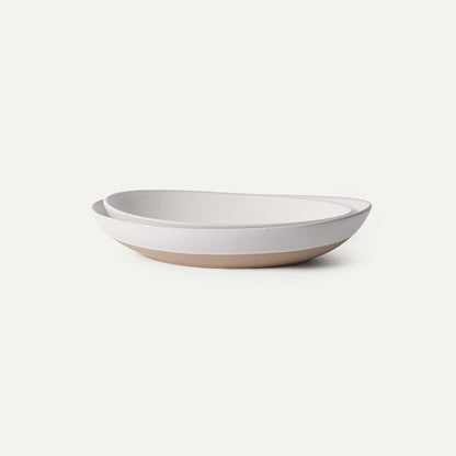 MORA Jumbo and Large Serving Dishes Set of 2, 13 inch and 12 inch Ceramic Pottery Oval Platters - Microwave, Oven and Dishwasher Safe - Oat