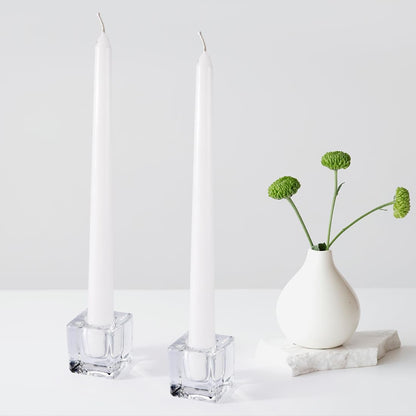 JONERAY Glass Candlestick Holders Bulk for Taper Candles, Set of 18 Clear Glass Candle Holders for Family Party, Church and Wedding