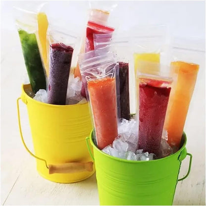 125 Disposable Ice Popsicle Mold Bags with Funnel, BPA Free Zip Lock Freezer Tubes for Healthy Snacks