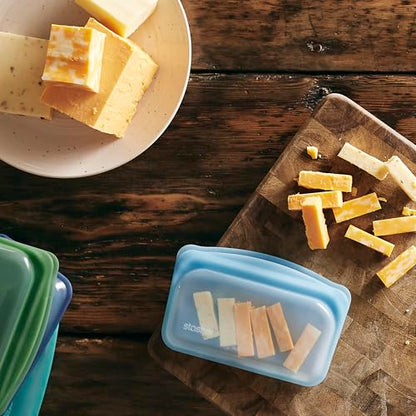 Stasher Premium Silicone Reusable Food Storage Bags, 2-Pack, Clear, Multi-Use Food Storage Bags, Lunch Bag, Travel Containers, BPA Free, Leak-free, Dishwasher-Safe, Eco-friendly