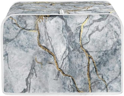 Golden Grey Marble Slice Toaster Cover, Washable Polyester Toaster Cover, Modern Arts Quilted Bread Maker Cover