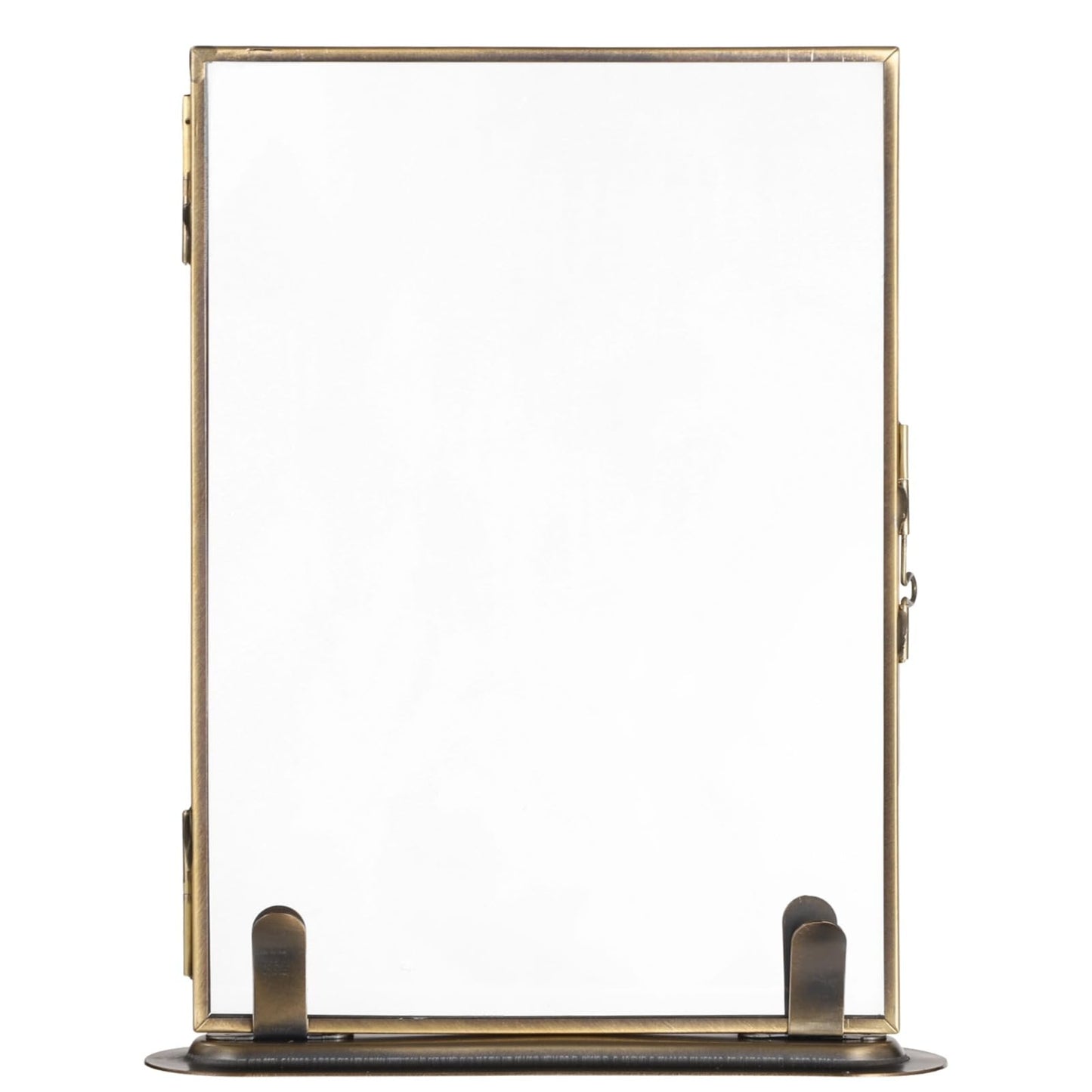 Vintage Floating Glass Frame, Tabletop Floating Picture Frame for Dry Flowers, Double Glass Pressed Flower Display Frame with Metal Base, Shelf Photo Frames for Home Office