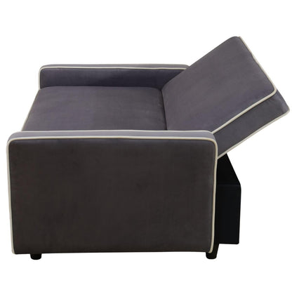 UOCFYK 3-in-1 Convertible Sofa Sleeper Bed 2-Seat Comfy Lounge Loveseat with Adjustable Backrest, Flannel Pull Out Fabric Lazy Couch Chaise, Perfect for Home Apartment Dorm Office Living Room, Gray