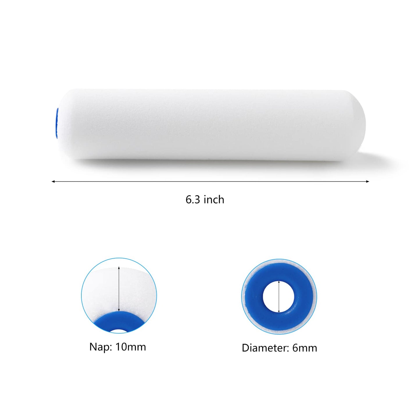 Mister Rui Foam Paint Roller, 10 Pack, 6 Inch Foam Roller, High Density Foam Roller Paint, Mini Foam Paint Roller 6 Inch, Use with All Paints, Painting in Smooth Surface