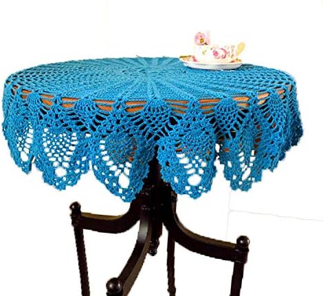Laivigo Doily,35 Inch,Turquoise New Handmade Crochet Lace Round Table Cloth Doilies