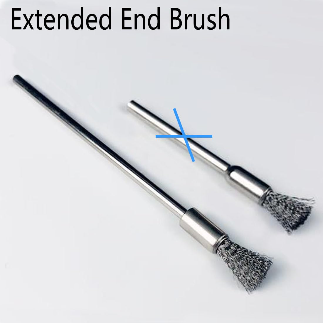 Luo ke 20 Pcs Extended Stainless Steel Cleaning End Brushes, 1/8'' Extra Long Shank Pen Shape Rust Paint Removal Bits Wire Brush for Rotary Tools
