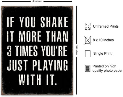 Skiennix Bathroom Wall Decor - Rustic Black Funny Sayings | Cute Sarcastic Gifts for Him - Small Masculine Art Print