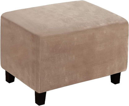 SHEKAKO Velvet Ottoman Cover, Stretch Footstools Covers, Plush Foot Stool Slipcover, Removable Footrest Stool Sofa
