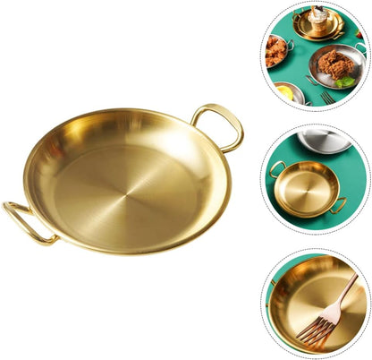 Paella Cooker, Stainless Steel Paella Pan with Handles, Nonstick Flying Pans for Camping, Oven, Induction Safe