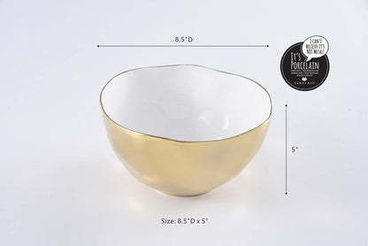 Pampa Bay Moonlight Tarnish Free Large Porcelain Serving Bowl with gold titanium