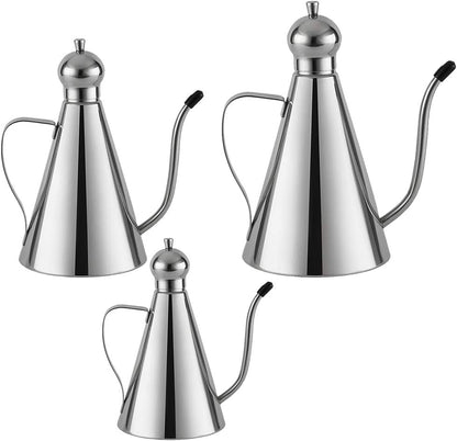 Stainless Steel Olive Oil Dispenser Bottle - Leakproof Oil Pot, Kitchen Storage Container (350ml)