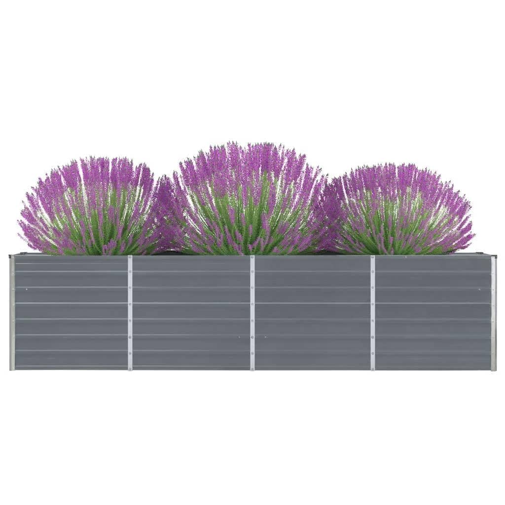 Foknhdi Raised Garden Bed 126"x15.7"x30.3" Grey Galvanized Steel Large Outdoor Planter Box for Patio Lawn Balcony Durable Rust Resistant Flower or Vegetable Planter