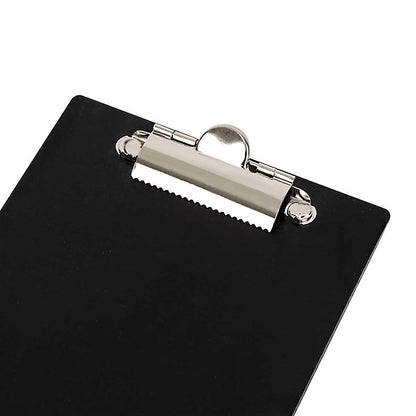 LZMS 4 Pack 4.5" x 12.5" Slim Black Wood Clipboard Set with Rust-Proof Silver Metal Clip | Versatile Narrow Memo Board, Receipt & Bill Holder for Multi-Scene Use