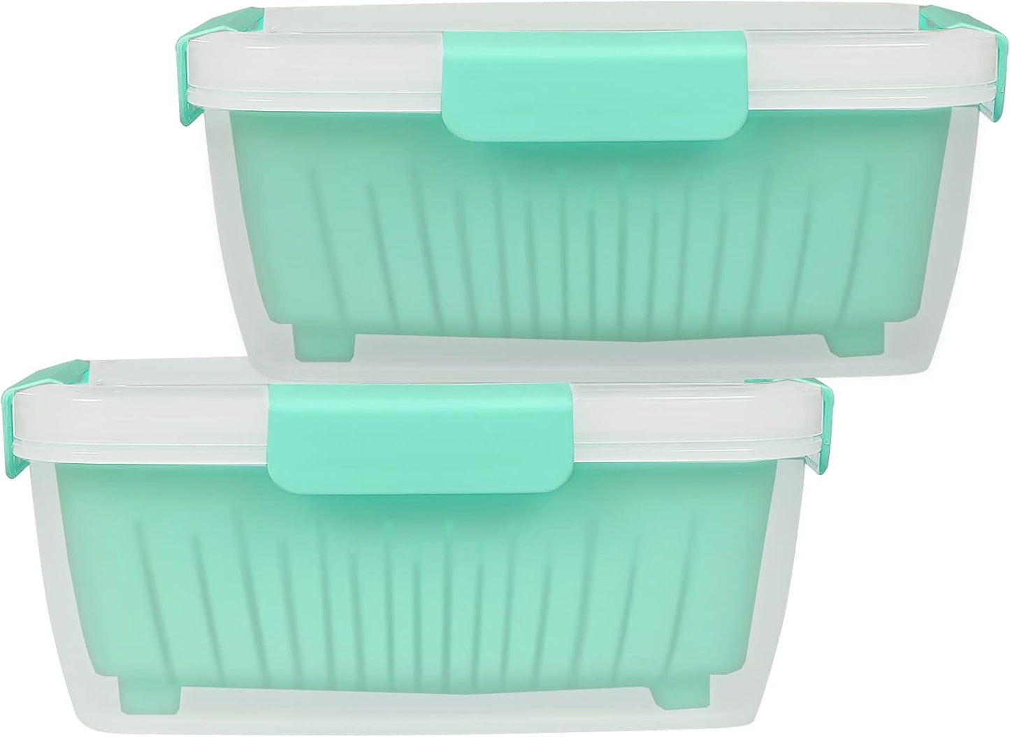 shopwithgreen 2 Pack 68oz Berry Keeper Containers, Removable Drain Colanders for Fresh Fruit and Vegetable Storage