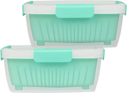shopwithgreen 2 Pack 68oz Berry Keeper Containers, Removable Drain Colanders for Fresh Fruit and Vegetable Storage