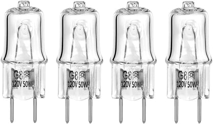 GE Microwave Oven Halogen Light Bulb, Fits Over The Stove Range, G8/50W/120V, Replaces WB08X10051 WB08X10057, 4-Pack