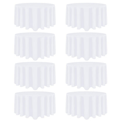 Heneger 8 Pack White Round Tablecloth 120 Inch White Table Cloth Stain and Wrinkle Resistant Reusable and Washable Polyester Fabric Table Covers for Buffet Wedding Party and Banquet
