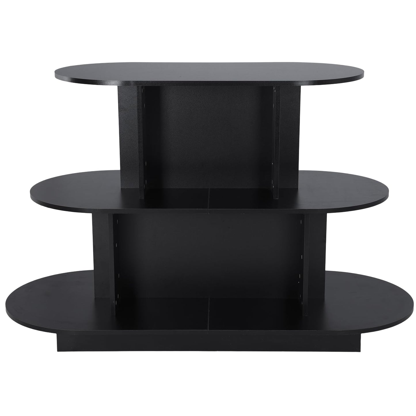 Hubxinly 3 Tier Wooden Oval Display Table Modern Standing Display Riser Shelf Retail Table for Stores Vendor Events 55in W x 23.6in D x 35in H