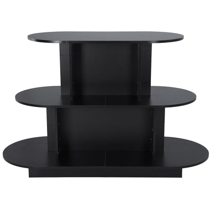 Hubxinly 3 Tier Wooden Oval Display Table Modern Standing Display Riser Shelf Retail Table for Stores Vendor Events 55in W x 23.6in D x 35in H