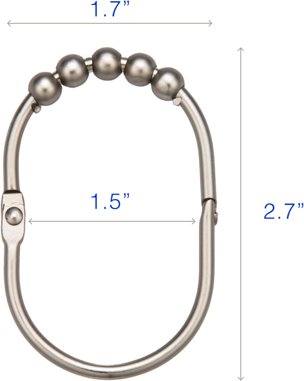 2LB Depot Wide Shower Curtain Rings/Hooks Set, 12 Rings, Decorative Brushed Satin Nickel Finish, Rustproof