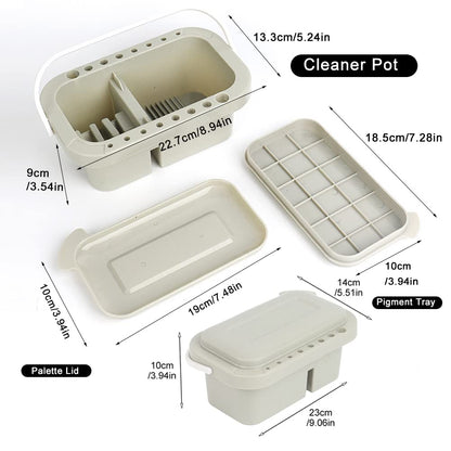 Qirvaten Paint Brush Cleaner, Paint Brush Basin with Brushes Holder, Washer,Trays, Paints Brush- Holder for Watercolor Oil Acrylic Gouache Painting，9.1 * 3.5inch