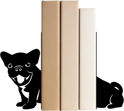 1 Book Ends, Pair Cute Dog Metal Bookends, Creative Decorative Book Holders for Home Office Bookshelf, Dog Lovers