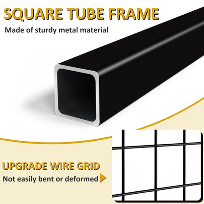 OUDUCK 1.8' x 5.7' Grid Wall Panels Standing Wire Grid, Display Rack with T-Base Wheels Freestanding Gridwall Panel Tower for Shows, Black