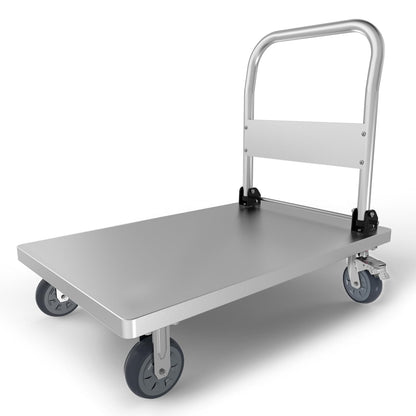 PHEXOD 36" x 24" Heavy Duty Steel Platform Truck, 2200 lb Capacity Folding Flatbed Push Cart with One-Piece Bent Frame, Reinforced Undercarriage, 6" TPR Wheels for Warehouse & Commercial Use