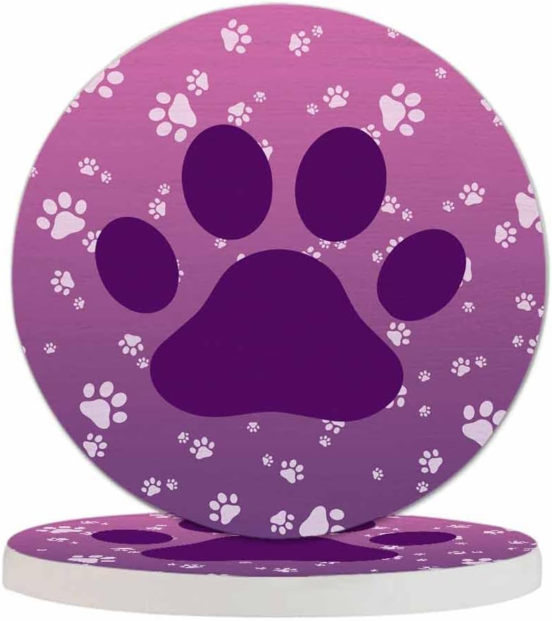 Pznen 2 Pack Accessories,Set 2 Big Dog Paw Coasters for Drinks Little Animal Puppy Cat Kitten Paws Print Design