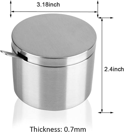 Sugar Container with Lid and Spoon, Stainless Steel 12 Ounce Multi-Function Spice Jar for Kitchen