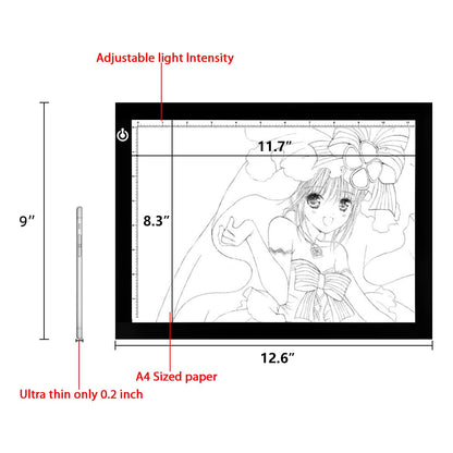 LitEnergy A4 LED Copy Board Light Tracing Box, Adjustable USB Power Artcraft LED Trace Light Pad for Tattoo Transferring, Drawing, Sketching, Animation, Stenciling, Diamond Art Painting Accessories
