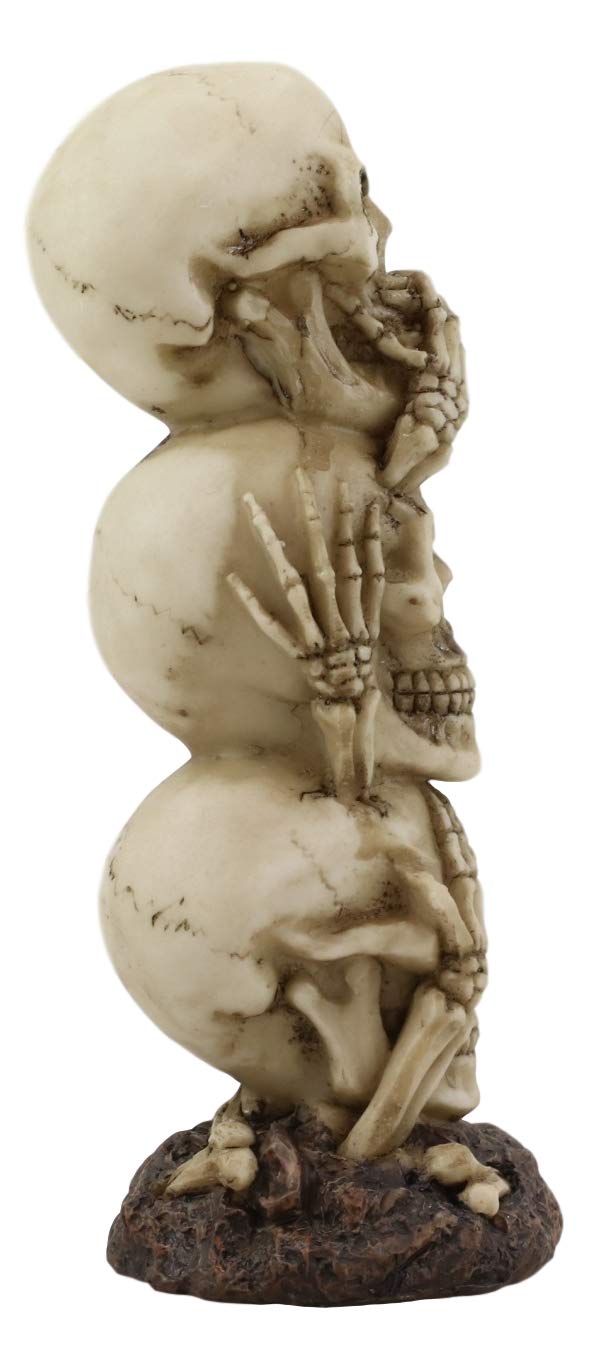 Ebros Triple Stacked Funny See Hear Speak No Evil Skulls Figurine for Scary Halloween Decorations and Spooky Macabre Graveyard Ossuary Skeletons Statue