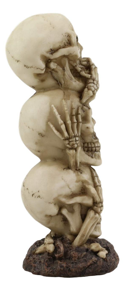 Ebros Triple Stacked Funny See Hear Speak No Evil Skulls Figurine for Scary Halloween Decorations and Spooky Macabre Graveyard Ossuary Skeletons Statue