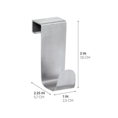 iDesign Forma Brushed Stainless Steel Over-The-Cabinet Storage Hook - 1" x 2.25" x 3"
