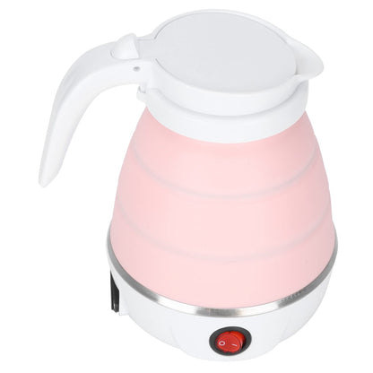 Milltrip Travel Foldable Electric Kettle, 600ml Portable Electric Kettle for Travel with Food-Grade Silicone, 400W Fast Boiling, Dry Burn Protection & Built-in Filter, US Plug 110V (Pink)
