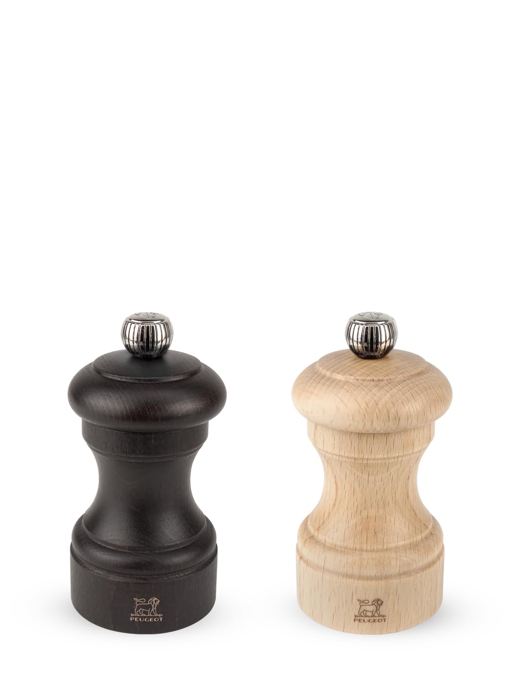 Peugeot Bistro 4 Inch Chocolate Pepper Mill and 4 Inch Natural Salt Mill Set,Chocolate and Natural,2/22594