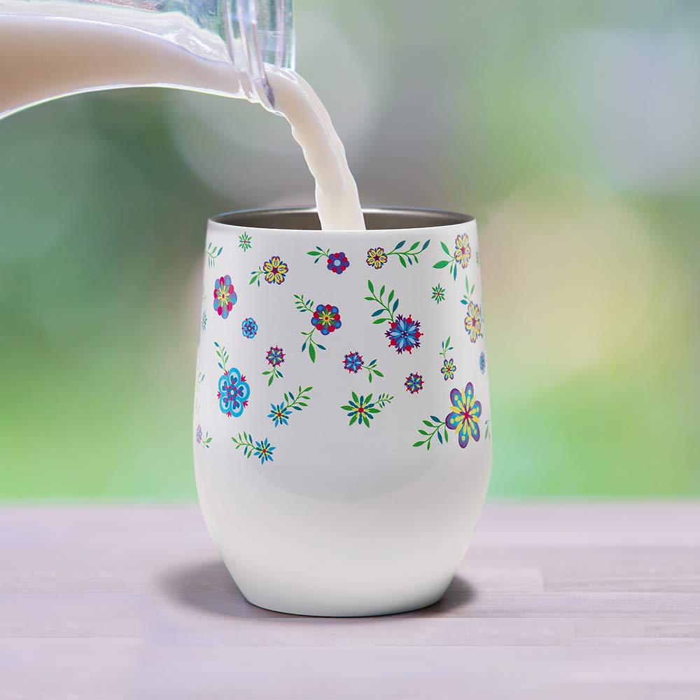 PYD Life Sublimation Blanks Wine Tumbler Cups White 12 OZ Stainless Steel Insulated Stemless Mugs with Lid 6 Pack
