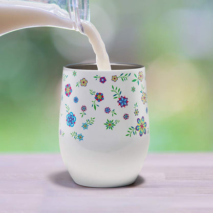 PYD Life Sublimation Blanks Wine Tumbler Cups White 12 OZ Stainless Steel Insulated Stemless Mugs with Lid 6 Pack